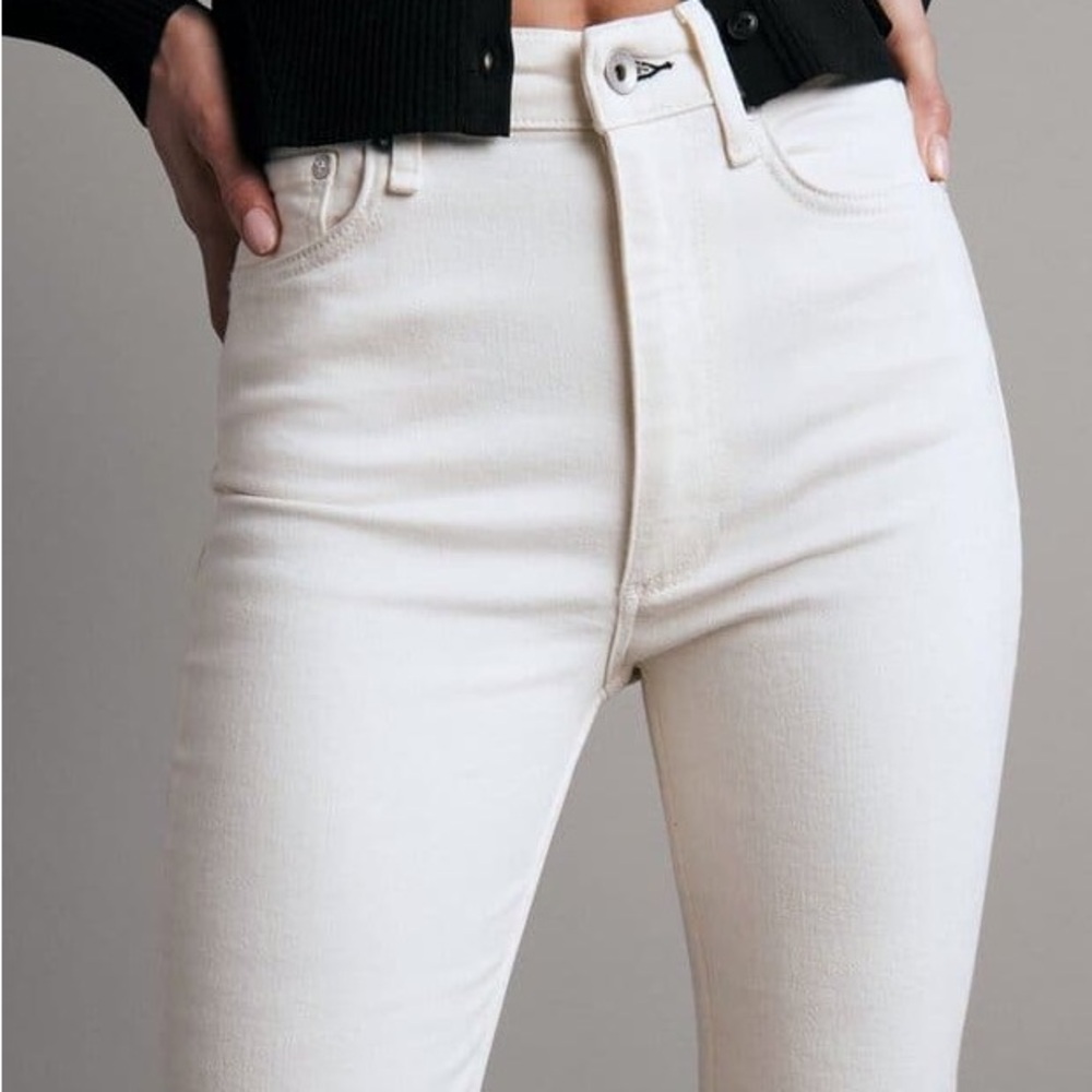 Rag & Bone Casey High Rise Ankle Flare Jeans Womens 26 Cream - Picture 3 of 8